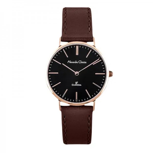 Alexandre Christie AC 8490 Rosegold Black Brown Leather Lady LHLRGBA